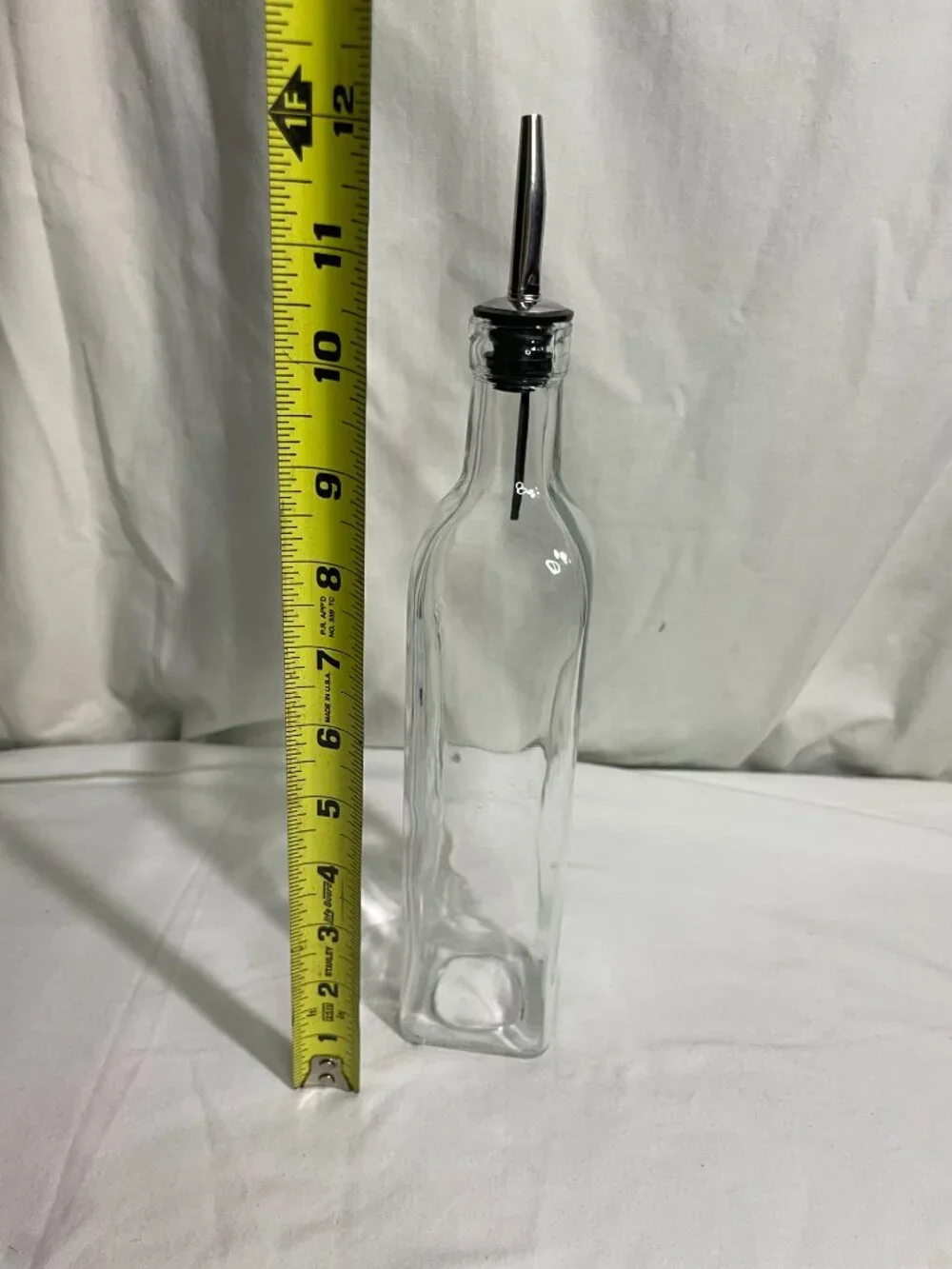 Glass Olive Oil & Vinegar Dispenser Bottle w/ Stainless Steel Pour Spout 11